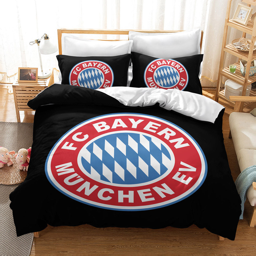 Bayern Munich Official Bedding Set - Iconic Crest on Black 4-Piece Comforter Set