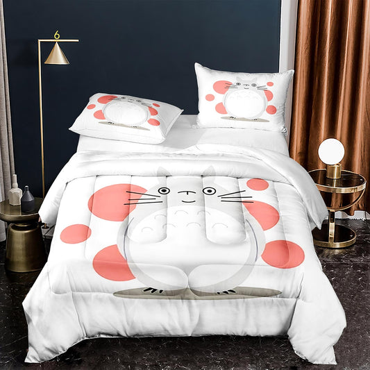 White Totoro 4 pieces comforter set for kids
