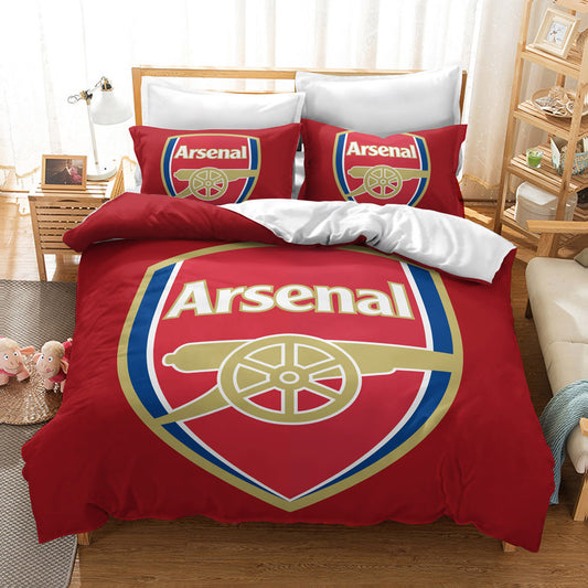 Arsenal FC Logo Comforter Set - Premium Bedding Set for Football Fans, Red & Gold Design