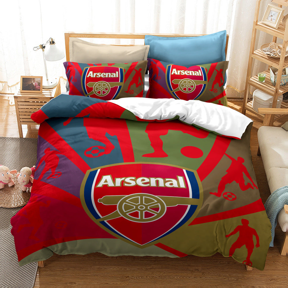Arsenal FC Camo Soccer Bedding Set – Bold Comforter Set with Team Logo & Player Silhouettes