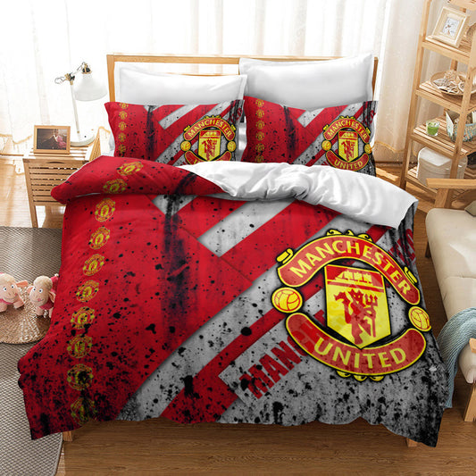 Manchester United Official Bedding Set - Bold Crest Design 4-Piece Comforter Set