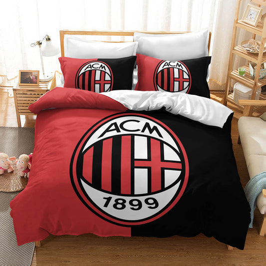 AC Milan Official Bedding Set - Iconic Crest Design 4-Piece Comforter Set