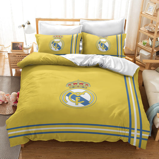 Real Madrid Official Bedding Set - Classic Crest Design 4-Piece Comforter Set
