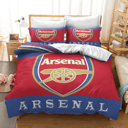 Arsenal FC Bedding Set – Classic Red & Blue Comforter with Official Club Logo and Bold Lettering