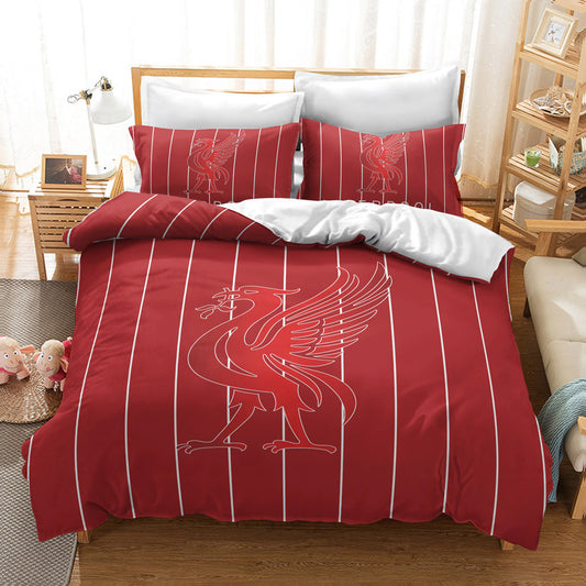 Liverpool FC Official Bedding Set - Stylish Liver Bird Design 4-Piece Comforter Set