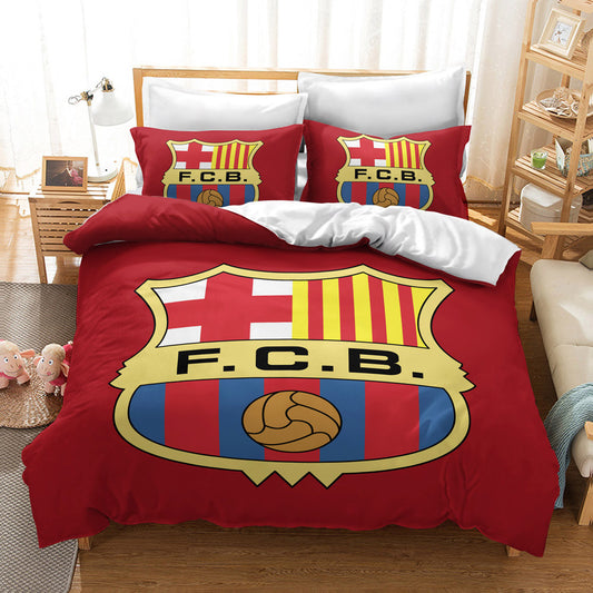 FC Barcelona Bedding Set – Red Comforter with Official Club Logo and Bold Lettering