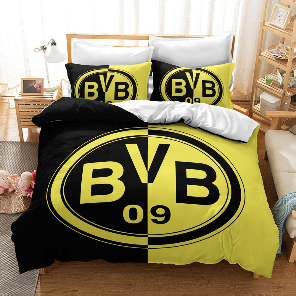 Borussia Dortmund Official Bedding Set - Bold Black & Yellow Design 4-Piece Comforter Set