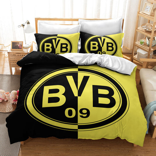 Borussia Dortmund Official Bedding Set - Bold Black & Yellow Design 4-Piece Comforter Set