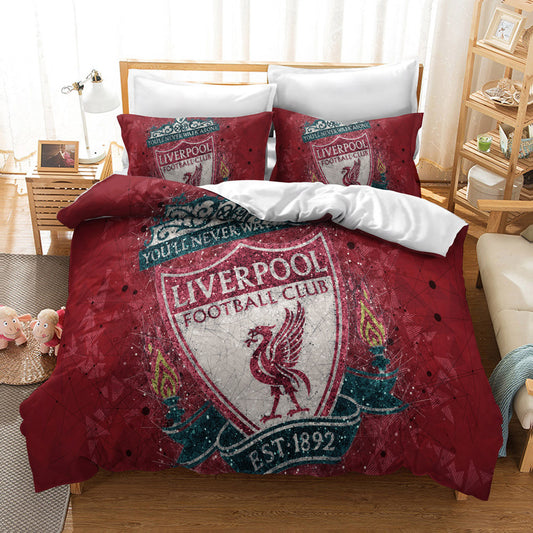 Liverpool FC Official Bedding Set - Vintage Red Crest Design 4-Piece Comforter Set