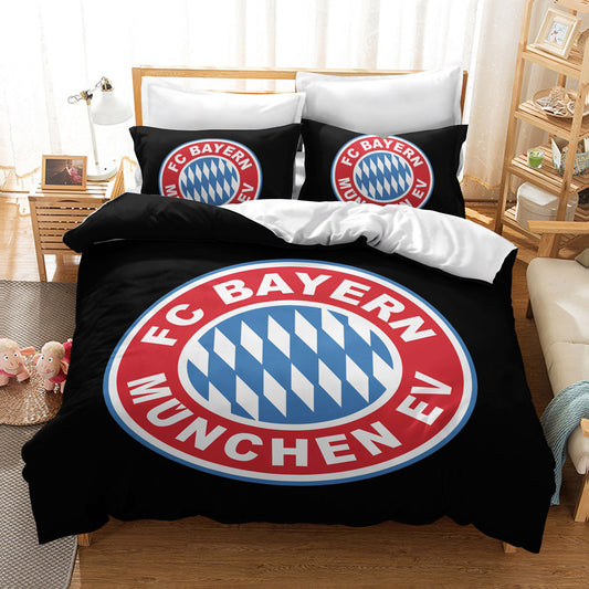 Bayern Munich Official Bedding Set - Iconic Crest on Black 4-Piece Comforter Set